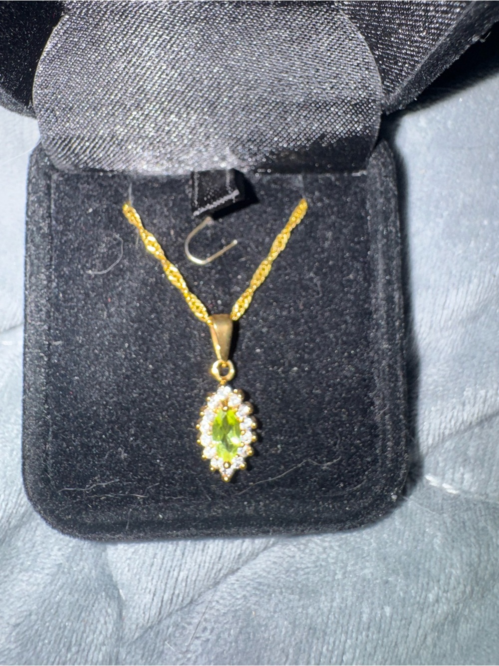 Gold-Plated Sterling Silver Green Crystal Pendant Necklace